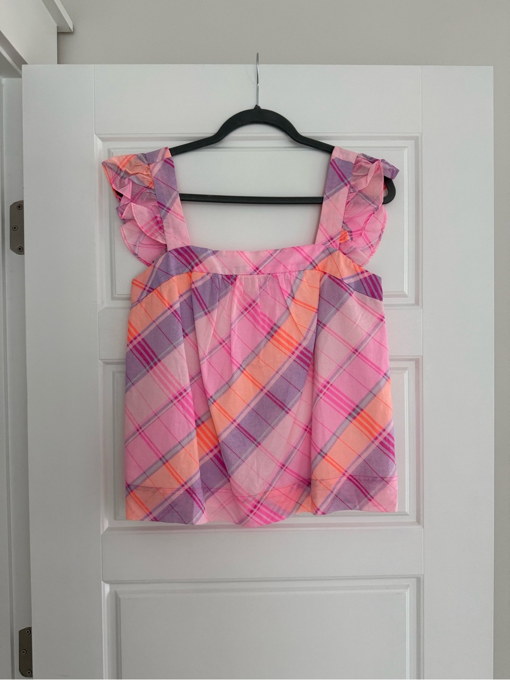 Lilly Pulitzer Pink Plaid Ruffle Strap Tank